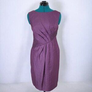 Adrianna Papell Purple Beaded Cocktail Dress - Size 4
